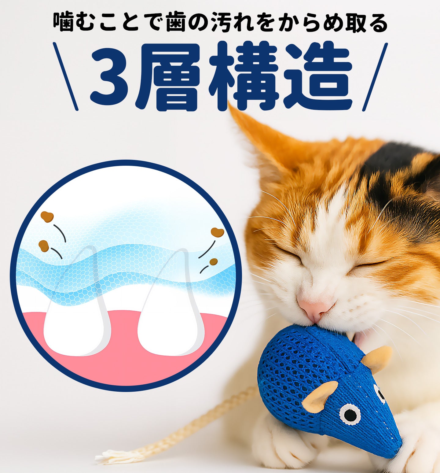 【歯磨き嫌いでも遊びながらデンタルケア】猫 おもちゃ 触ると音が鳴る またたび入り ネズミ 口臭ケア 口腔ケア 一人遊び カミカミ楽しい にゃんこの宿