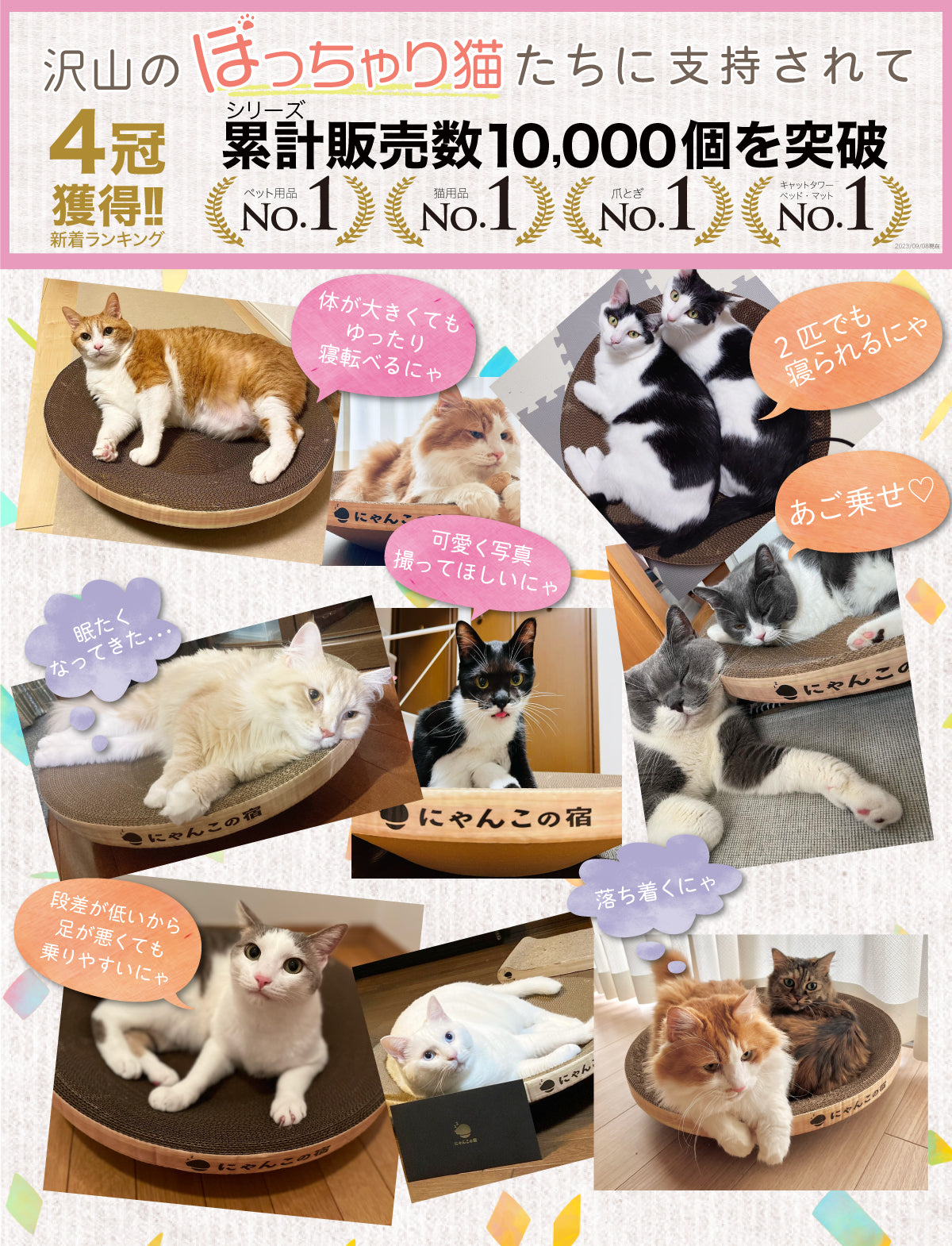 【とぎかすゼロ 6ヵ月使える高耐久】 爪とぎ 猫 爪研ぎ 丸型 大きな猫 ぽっちゃり猫OK つめとぎ 大きいサイズ ねこ 猫 ベッド ネコ 段ボール 爪トギ cat 猫用品 大型 円形 ダンボール ビッグ にゃんこの宿