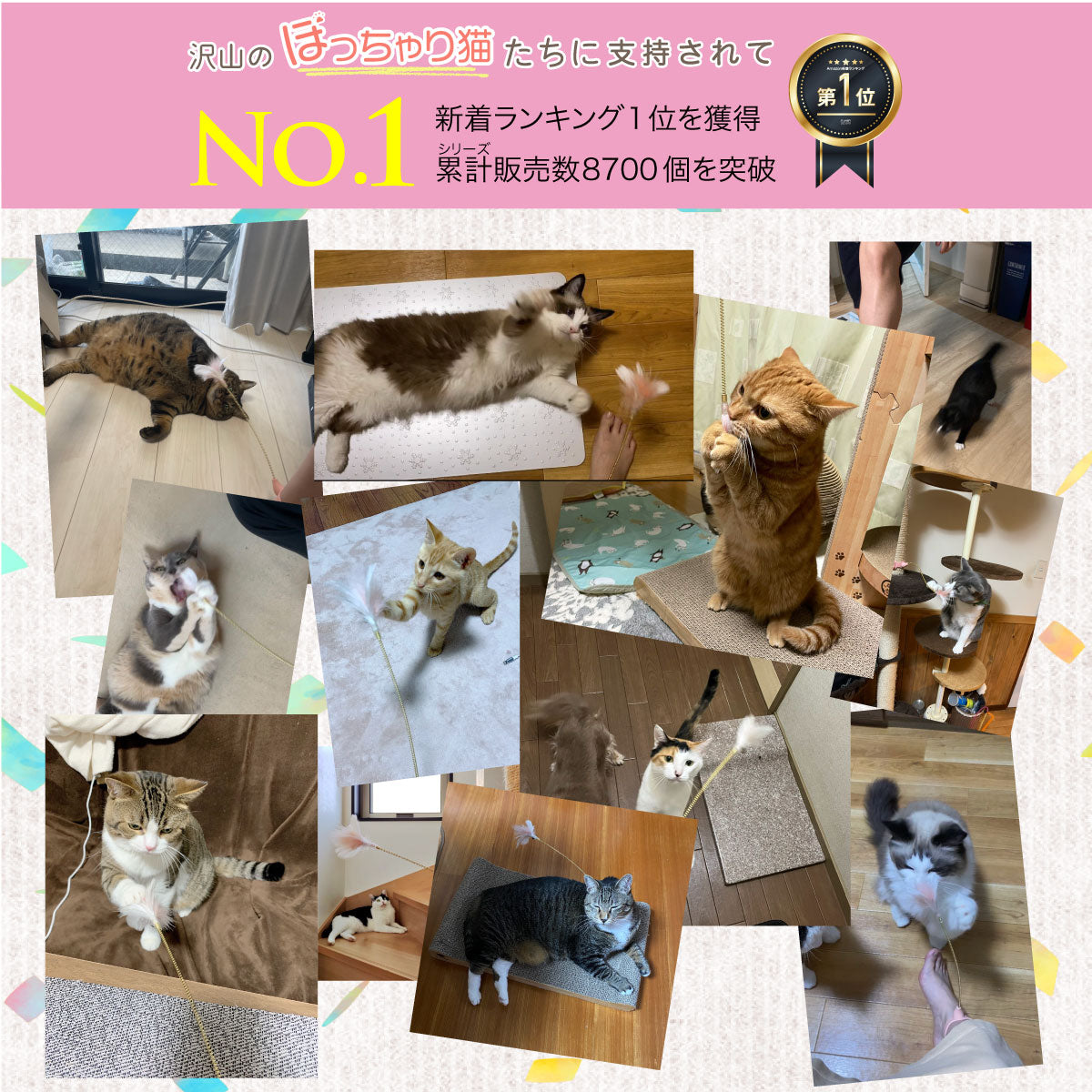 【 獣医師監修 忙しくても遊んであげれる 】ずぼら猫じゃらし おもちゃ 羽 ねこひとり遊び 運動不足