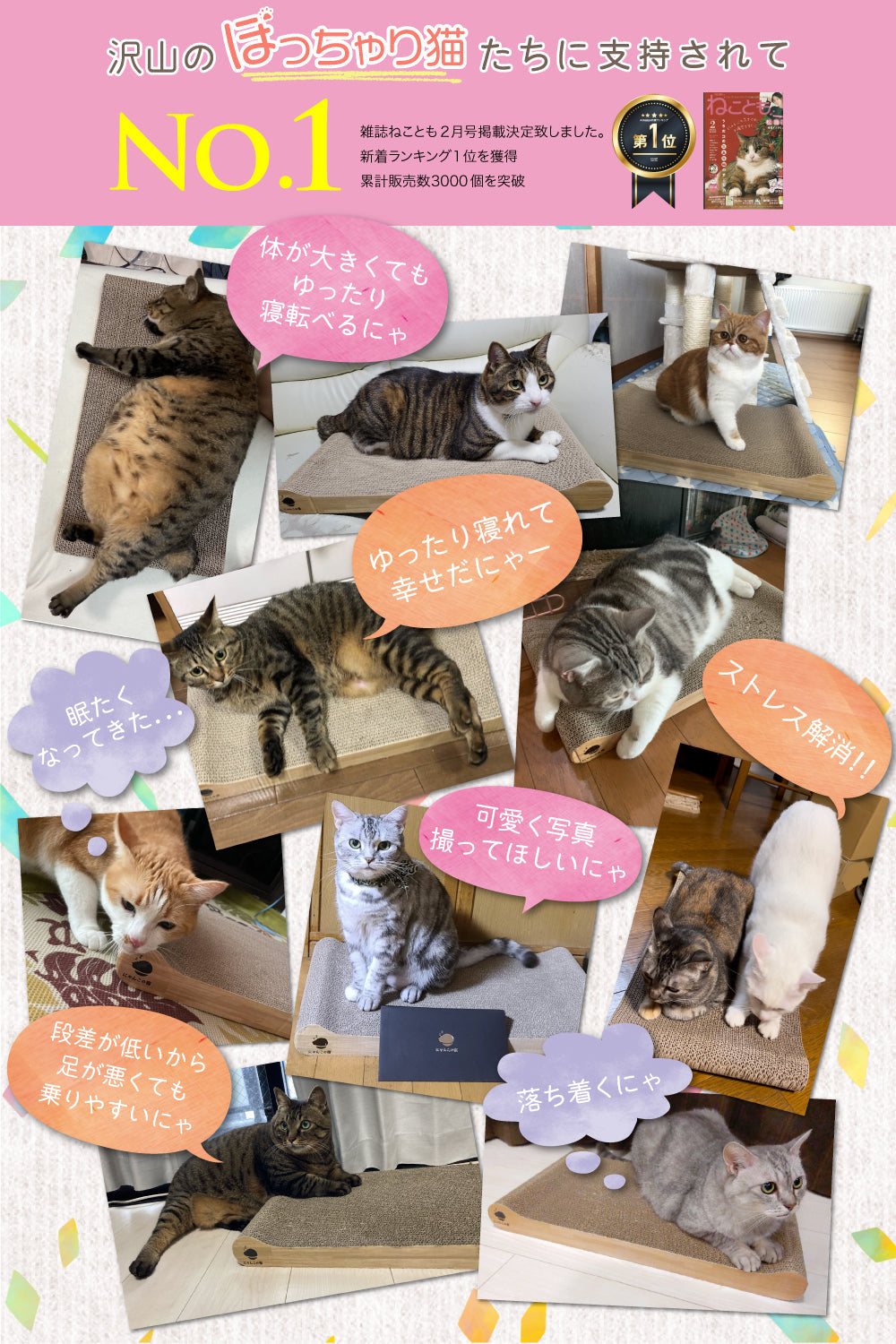 【とぎかすゼロ 1年使える高耐久】 猫 爪研ぎ 大型猫でもはみ出さない 獣医師監修 爪とぎ ワイド段ボール 大型サイズ 裏表使える 長さ58cm x幅34cm x 高さ5.5cm